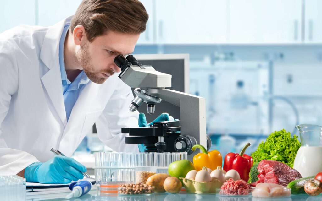 Food,Quality,Control,Expert,Inspecting,Specimens,Of,Groceries,In,The